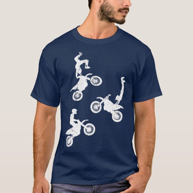 Supercross Dirt Bike Stunts Bike Wheelie T-Shirt (Front)
