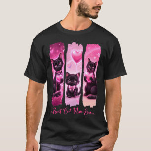 supercute Black Cats with Pink Hearts Love Best Ca T-Shirt