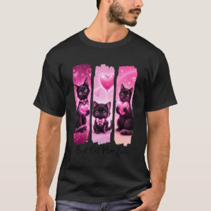 Supercute Black Cats with Pink Hearts Love Best Ca T-Shirt
