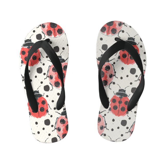 Supercute Ladybug Party Kid's Flip Flops (Footbed)