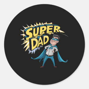 Superdad Funny Superhero Dad Present Costume For F Classic Round Sticker
