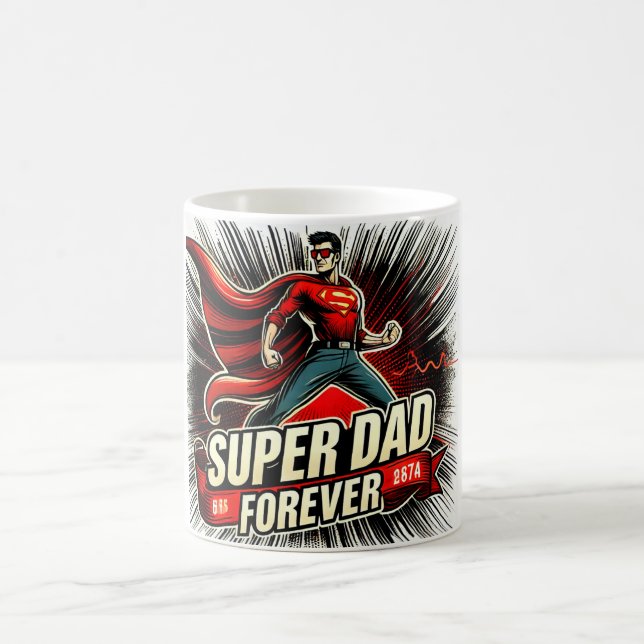 Superdad Hero Pose Comic Style  Coffee Mug (Center)