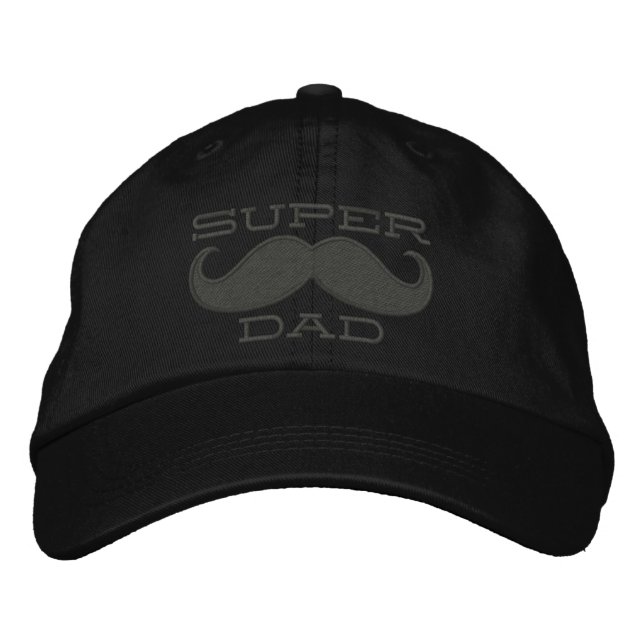 Superdad Moustache SUPER DAD Embroidered Hat (Front)