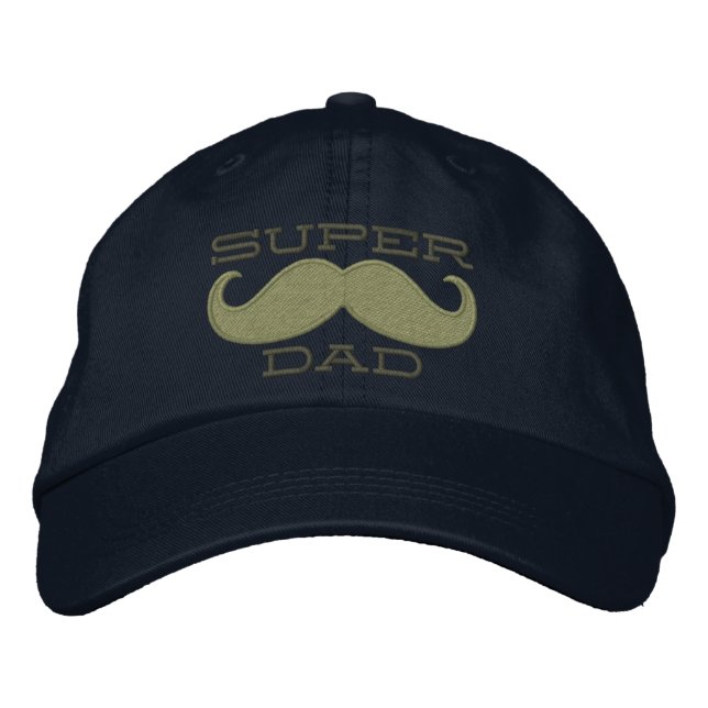 Superdad Moustache SUPER DAD Embroidered Hat (Front)