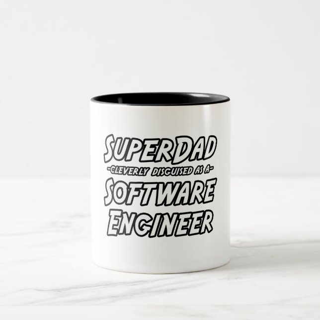SuperDad...Software Engineer Two-Tone Coffee Mug (Center)