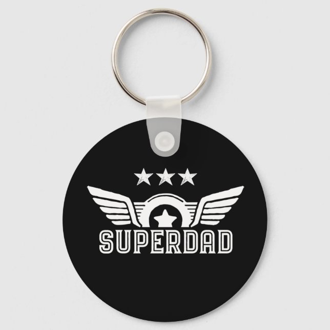 Superdad Superhero Dad Papa Daddy Father's Day Key Ring (Front)
