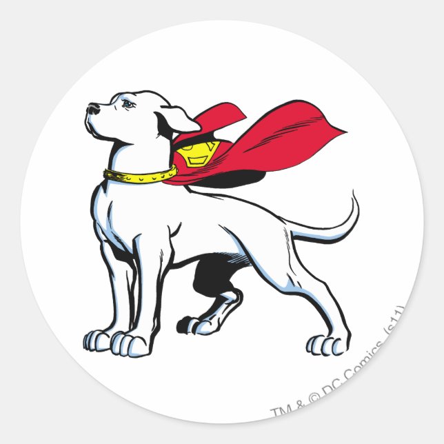 Superdog Krypto Classic Round Sticker (Front)