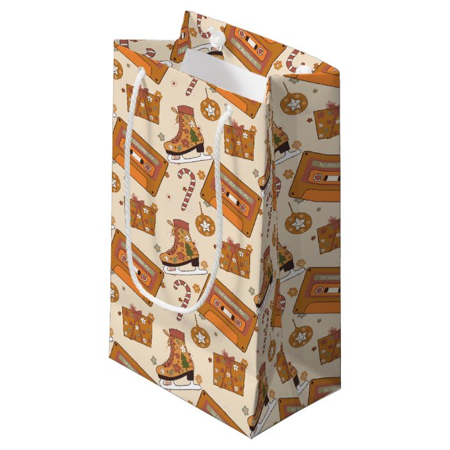 Superfloral Retro Christmas Joy Small Gift Bag (Front Angled)