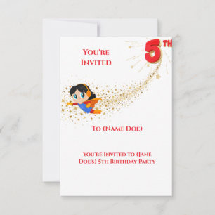 Supergirl 5th Birthday party Invitation