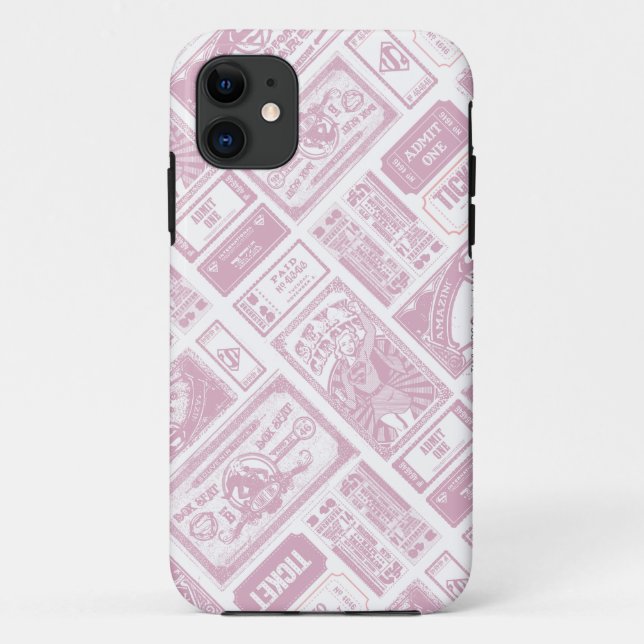 Supergirl Admit One Pattern Pink Case-Mate iPhone Case (Back)