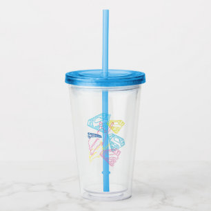 Supergirl and Logo Colored Outlines Acrylic Tumbler