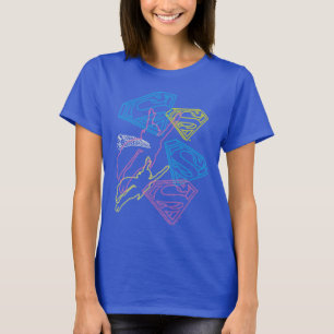Supergirl and Logo Colored Outlines T-Shirt