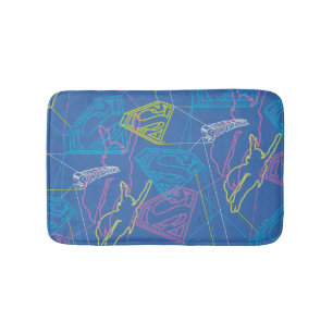 Supergirl and Logo Coloured Outlines Bath Mat