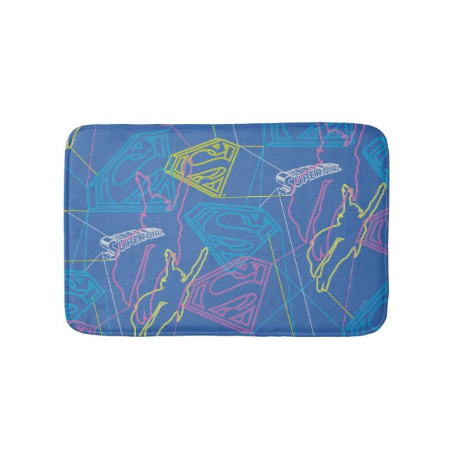Supergirl and Logo Coloured Outlines Bath Mat (Front)