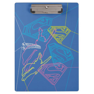 Supergirl and Logo Coloured Outlines Clipboard