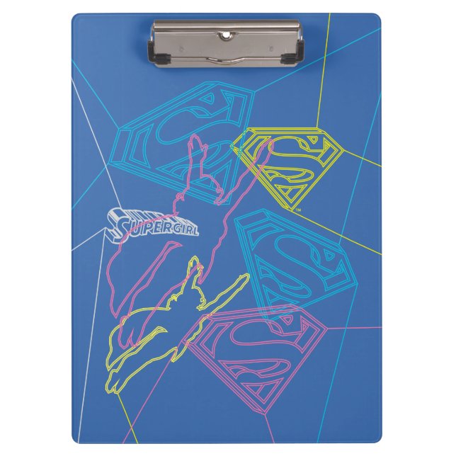 Supergirl and Logo Coloured Outlines Clipboard (Front)
