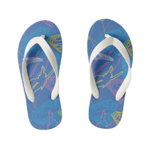 Supergirl and Logo Coloured Outlines Kid's Flip Flops