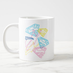 Supergirl and Logo Coloured Outlines Large Coffee Mug
