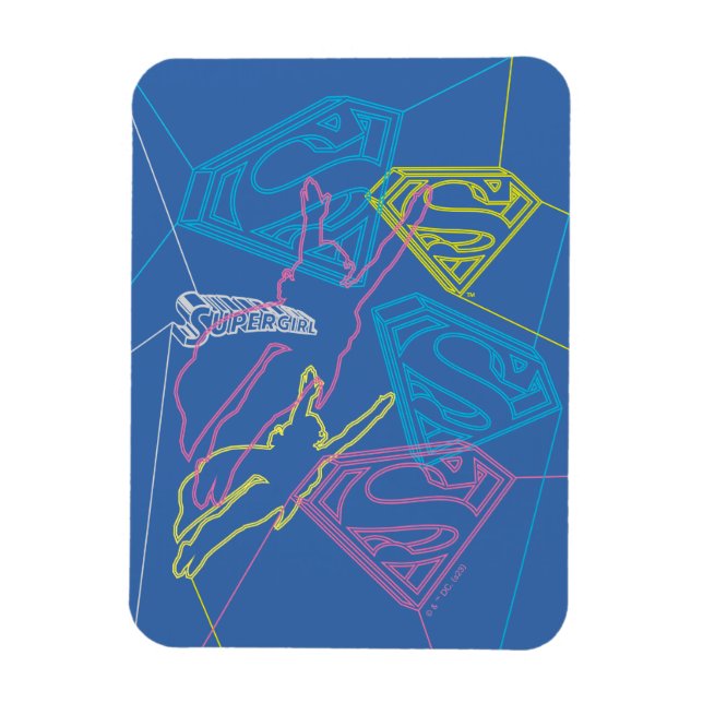 Supergirl and Logo Coloured Outlines Magnet (Vertical)