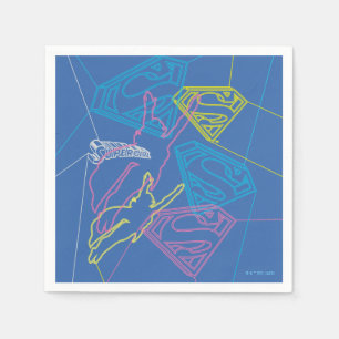 Supergirl and Logo Coloured Outlines Napkin