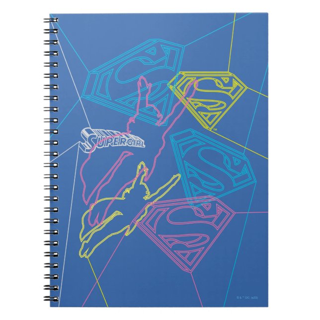 Supergirl and Logo Coloured Outlines Notebook (Front)