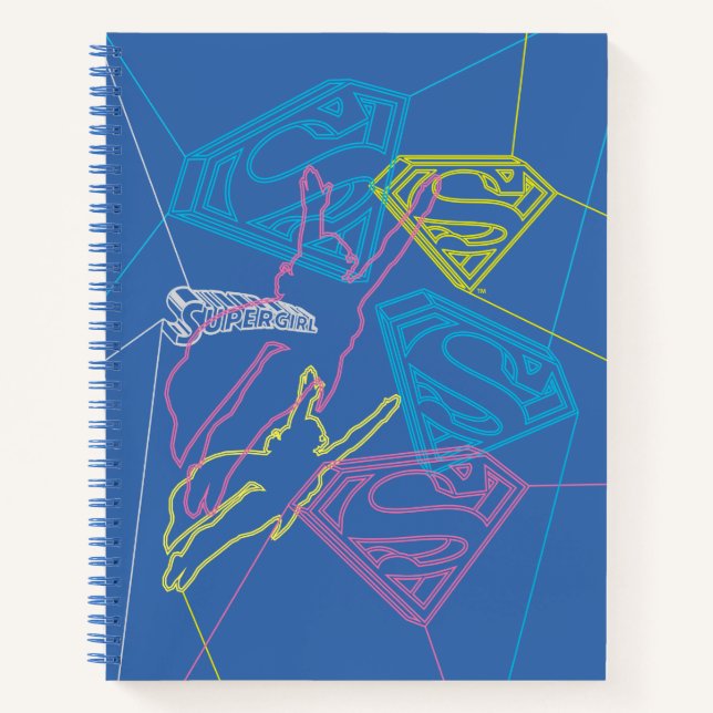Supergirl and Logo Coloured Outlines Notebook (Front)