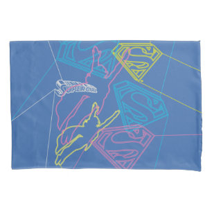 Supergirl and Logo Coloured Outlines Pillowcase