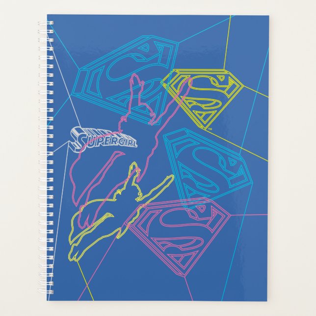Supergirl and Logo Coloured Outlines Planner (Front)
