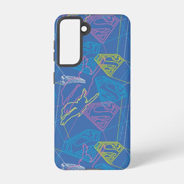 Supergirl and Logo Coloured Outlines Samsung Galaxy S21 Case (Back)