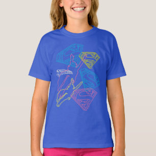 Supergirl and Logo Coloured Outlines T-Shirt