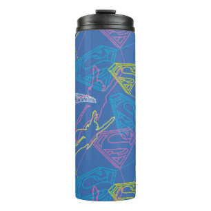 Supergirl and Logo Coloured Outlines Thermal Tumbler