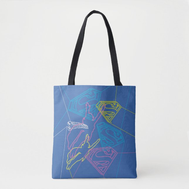 Supergirl and Logo Coloured Outlines Tote Bag (Front)