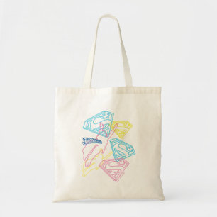 Supergirl and Logo Coloured Outlines Tote Bag