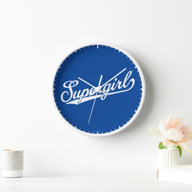Supergirl Baseball All-Star Name Logo Clock (Home)