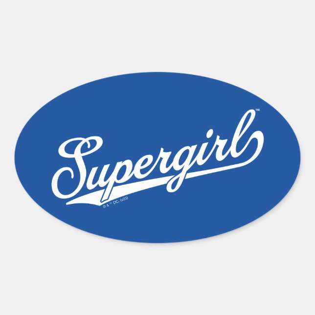 Supergirl Baseball All-Star Name Logo Oval Sticker (Front)