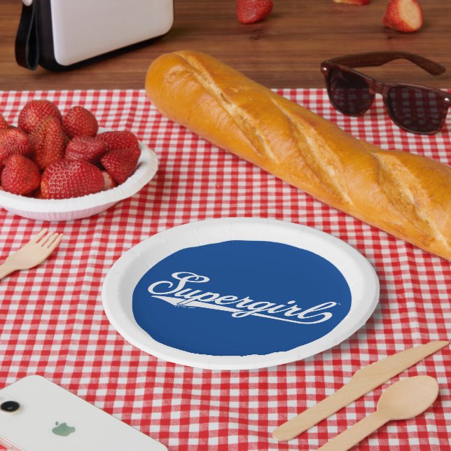 Supergirl Baseball All-Star Name Logo Paper Plate (Picnic)