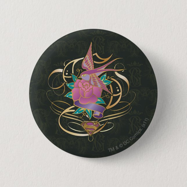Supergirl Bird and Flower 6 Cm Round Badge (Front)