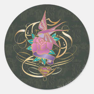 Supergirl Bird and Flower Classic Round Sticker