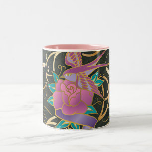 Supergirl Bird and Flower Two-Tone Coffee Mug