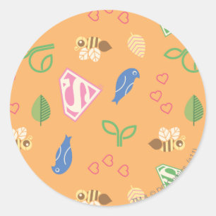 Supergirl Birds & the Bees Orange Classic Round Sticker