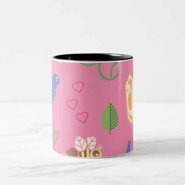 Supergirl Birds & the Bees Pink Two-Tone Coffee Mug (Center)