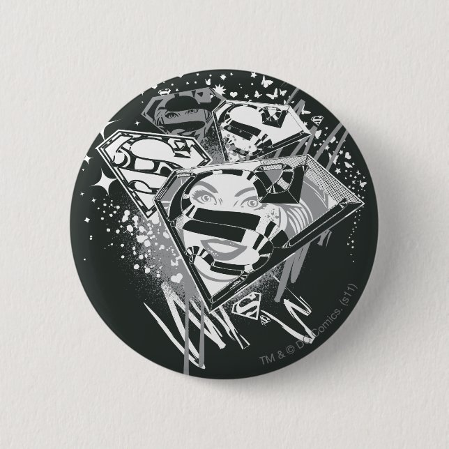 Supergirl Black and White 6 Cm Round Badge (Front)