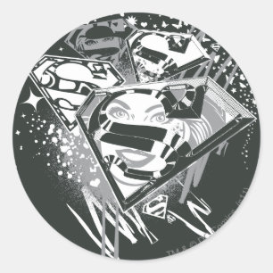 Supergirl Black and White Classic Round Sticker