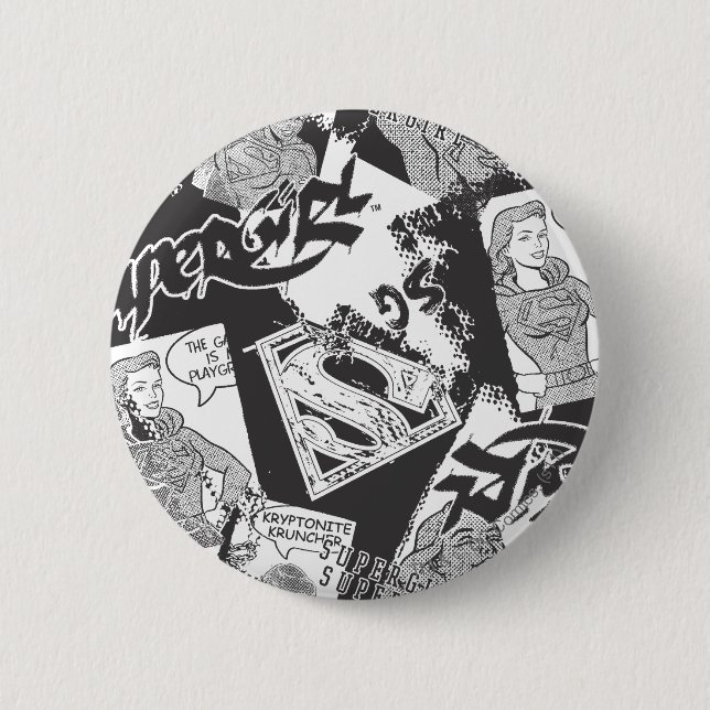 Supergirl Black and White Collage 6 Cm Round Badge (Front)