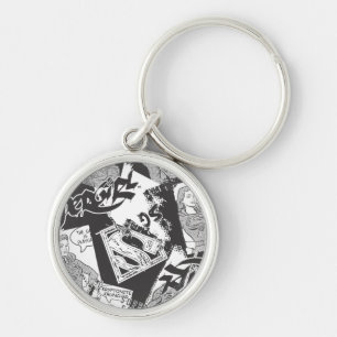 Supergirl Black and White Collage Key Ring