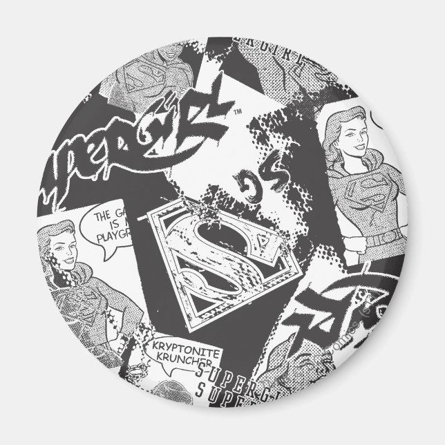 Supergirl Black and White Collage Magnet (Front)