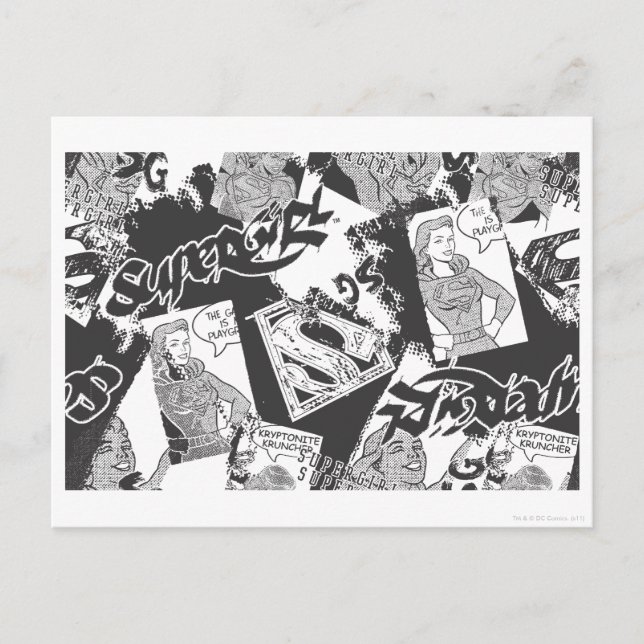 Supergirl Black and White Collage Postcard (Front)