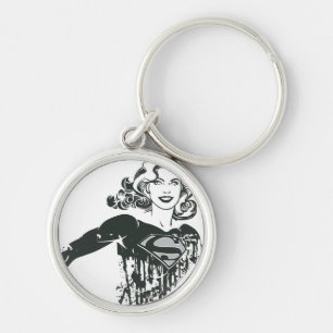 Supergirl Black and White Drawing 1 Key Ring