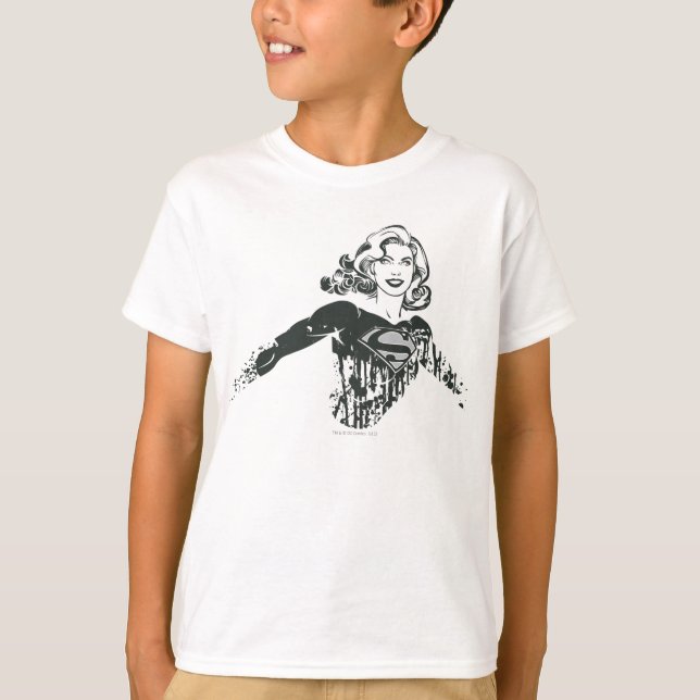 Supergirl Black and White Drawing 1 T-Shirt (Front)