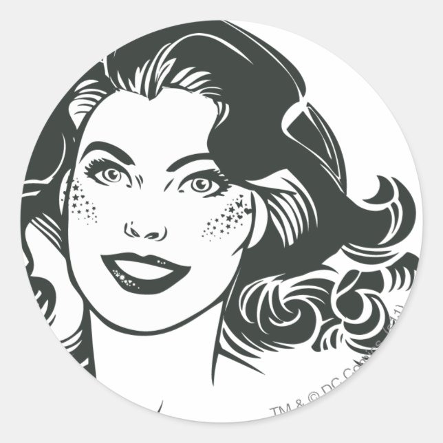 Supergirl Black and White Drawing 2 Classic Round Sticker (Front)
